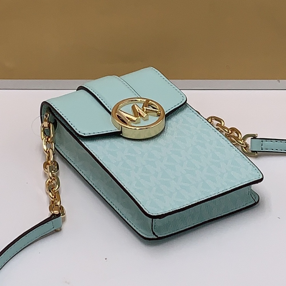 MICHAEL KORS CARMEN SMALL NORTH SOUTH XBODY FAIR AQUA SIGNATURE COLOR - Picture 4 of 16
